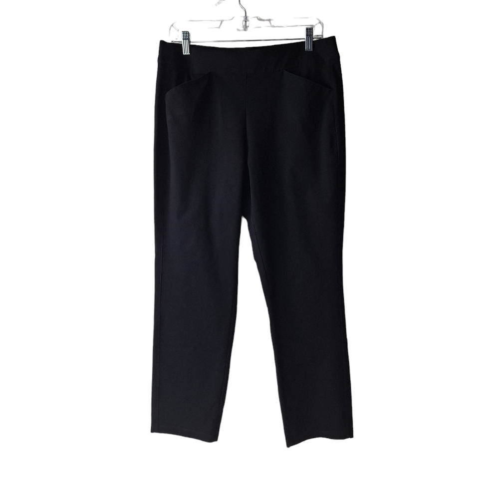Chico's Travelers Sz 10R Black Pull-On Cropped Pant Pockets‎